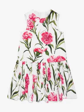Dolce & Gabbana Girls Sleeveless Carnation Dress in White
