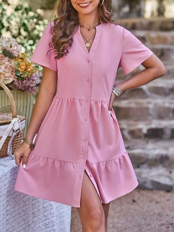 Elchic Blush Charm Ruffle Hem Dress
