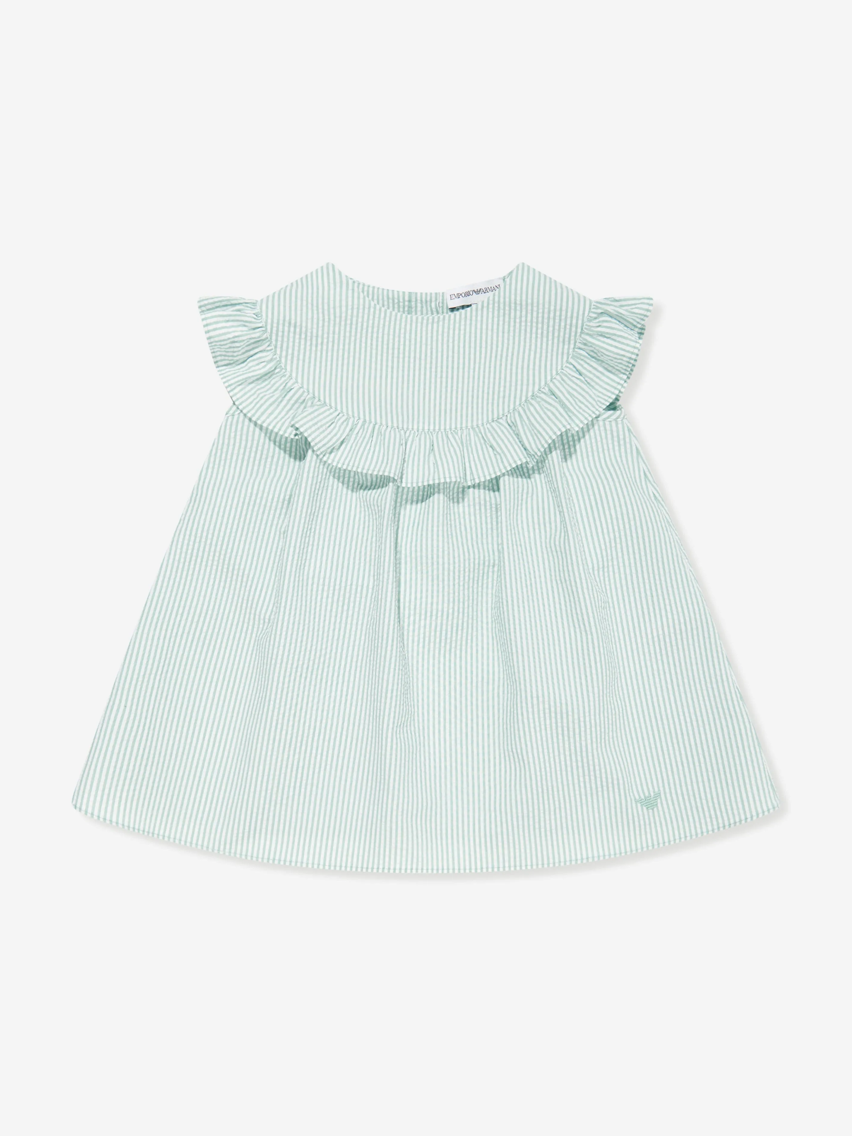 Emporio Armani Baby Girls Striped Dress in Blue