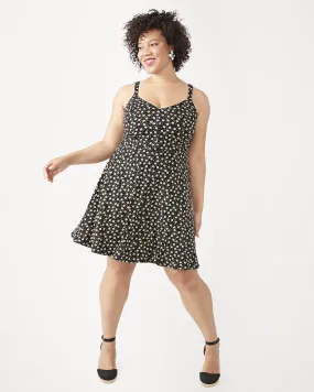 Evelyn Floral-Print Racerback A-Line Dress | Black / Orange