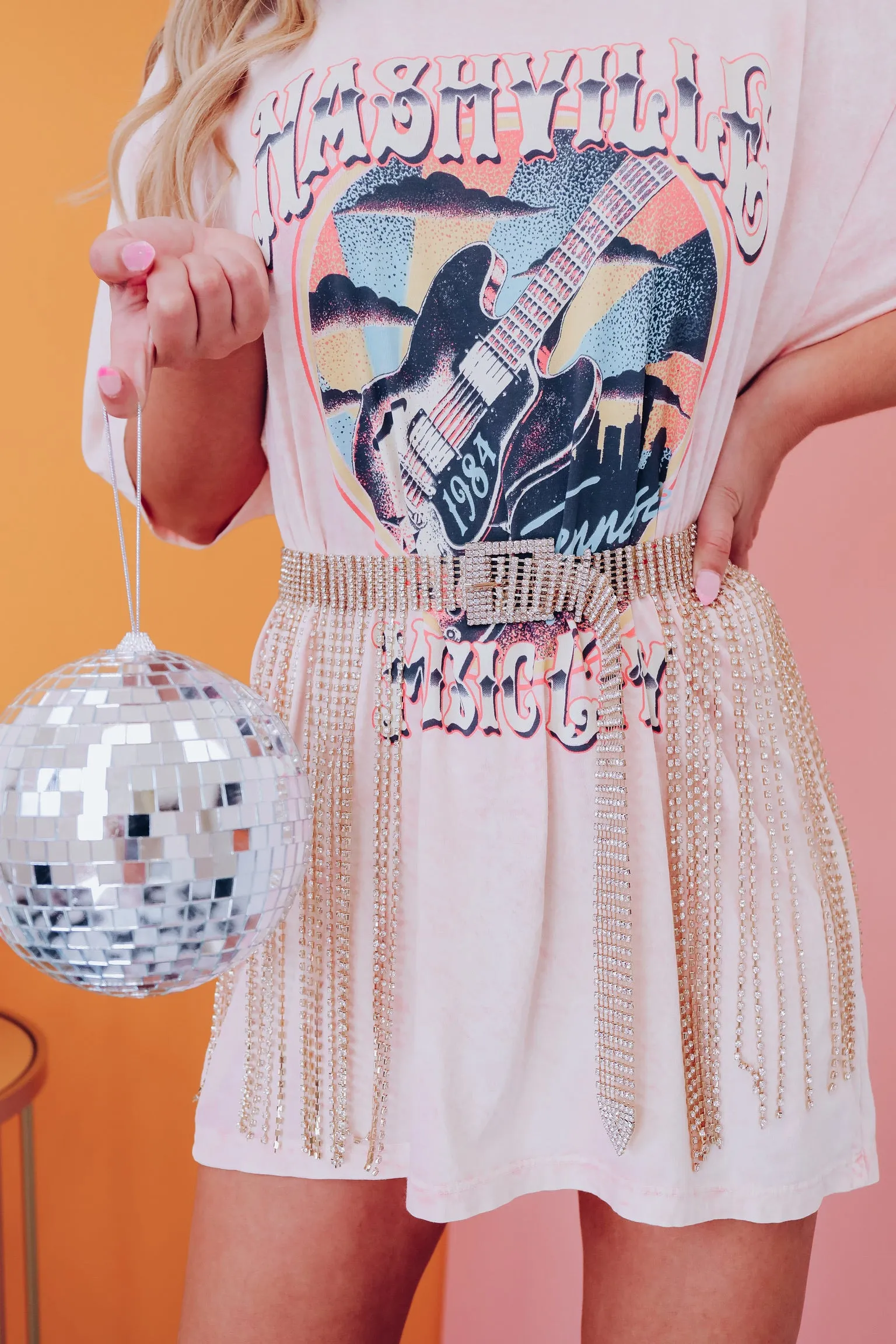 Fancy Fringe Rhinestone Belt - Gold