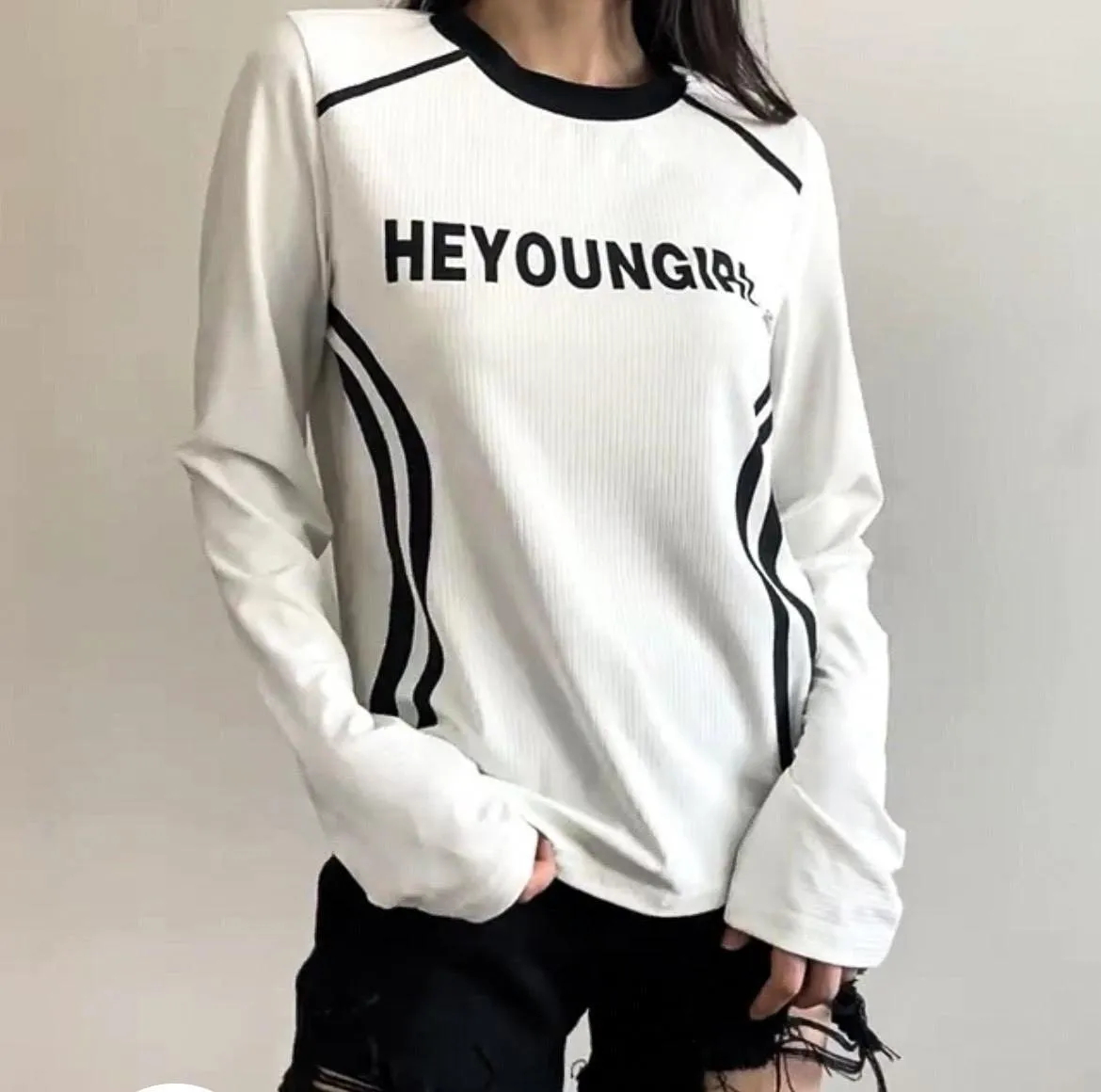 Fashion Tops Women Letter Print Casual Knitted Female Autumn And Winter Loose