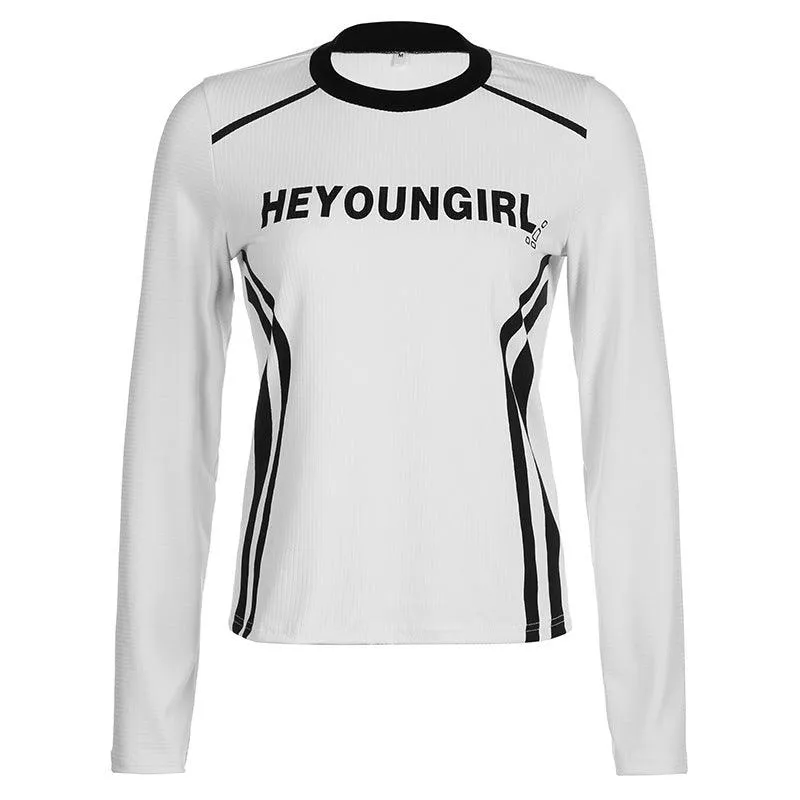 Fashion Tops Women Letter Print Casual Knitted Female Autumn And Winter Loose
