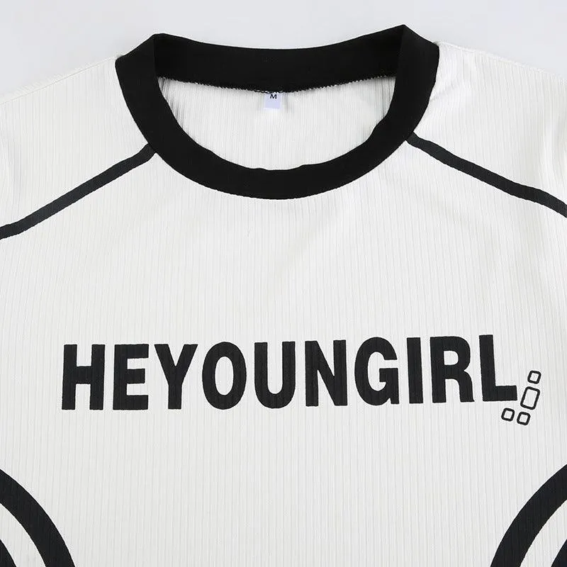 Fashion Tops Women Letter Print Casual Knitted Female Autumn And Winter Loose