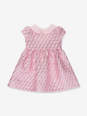 Fendi Baby Girls Brocade Logo Dress in Pink