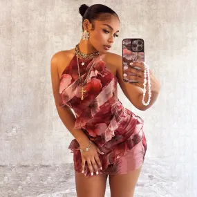 Floral Elegance Ruffled Mini Dress