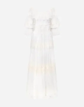 Floral Lace Corset Silk Maxi Wedding Dress