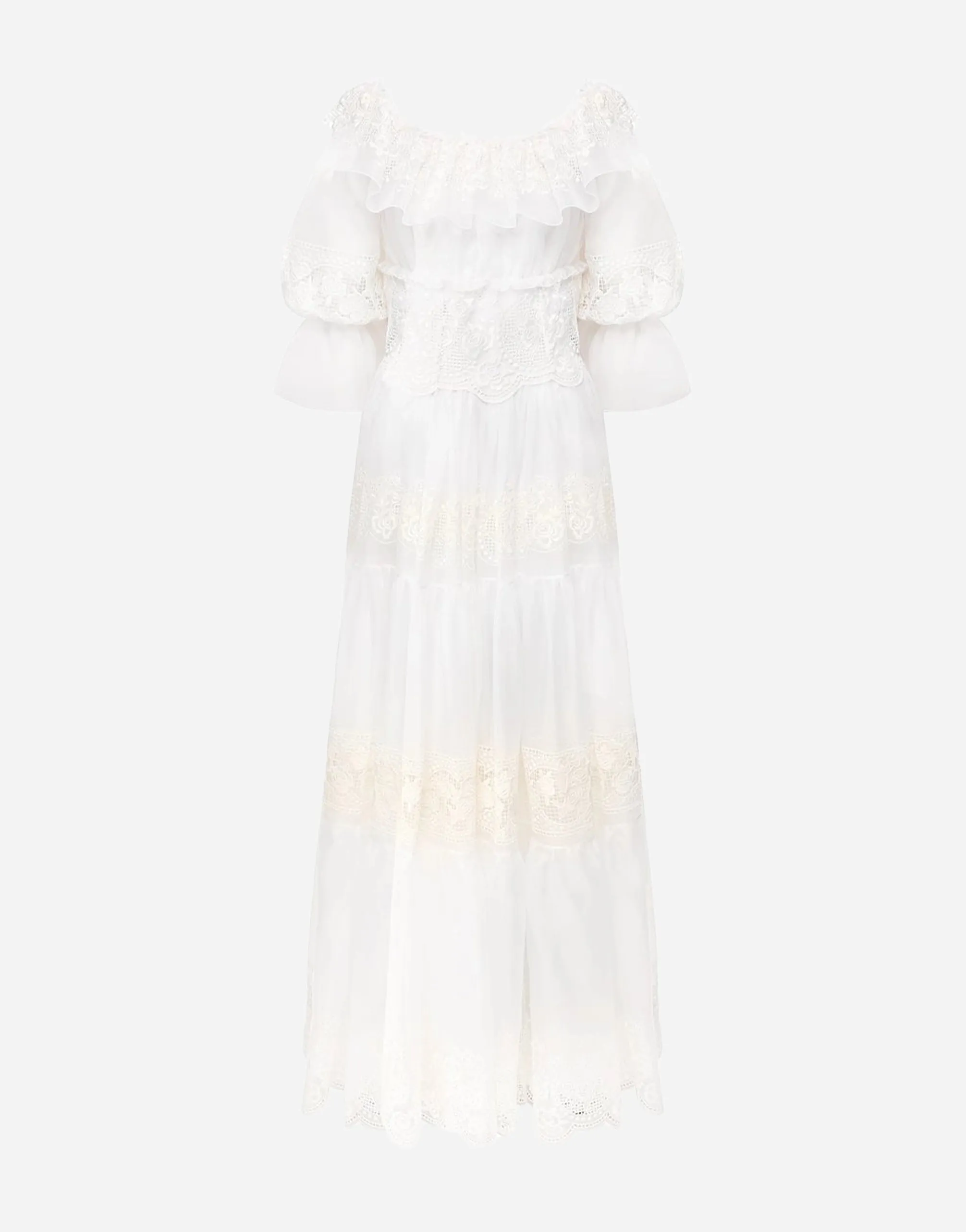 Floral Lace Corset Silk Maxi Wedding Dress