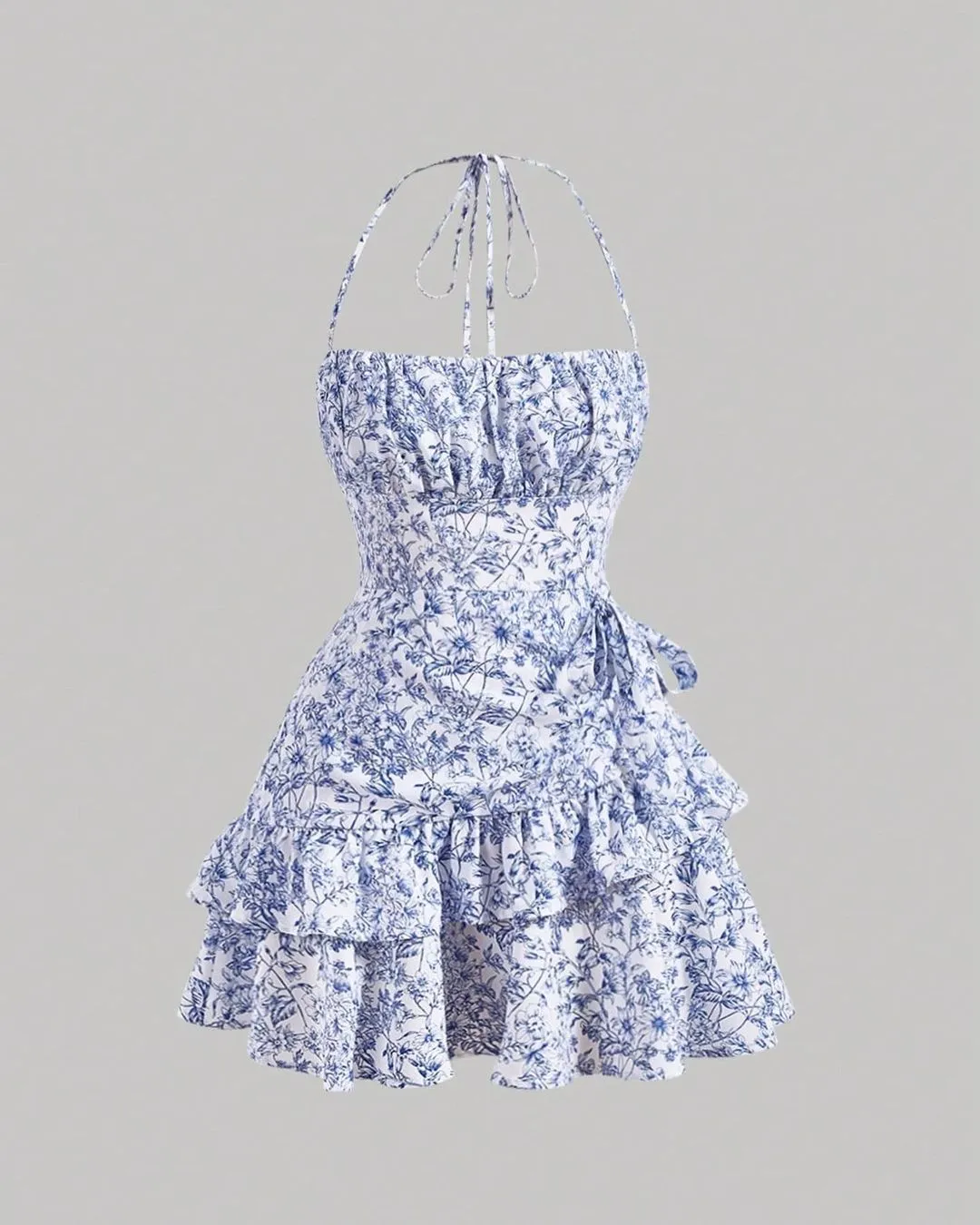 Flytonn- Sketch Vines Ruched Asymmetric Dress
