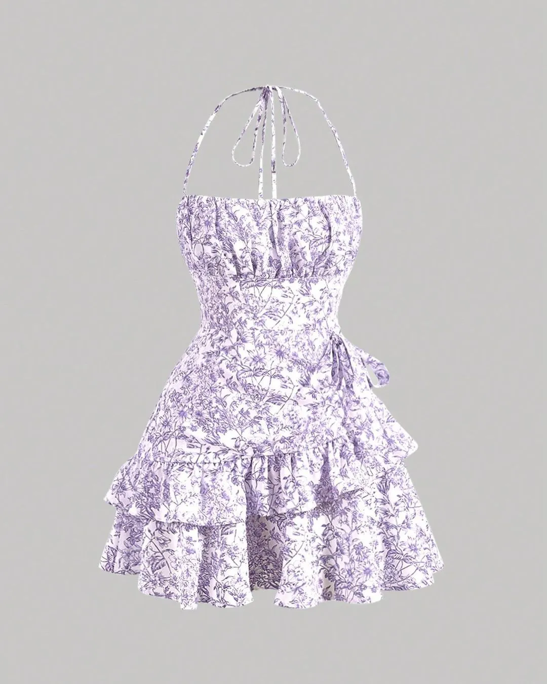 Flytonn- Sketch Vines Ruched Asymmetric Dress