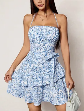 Flytonn- Sketch Vines Ruched Asymmetric Dress