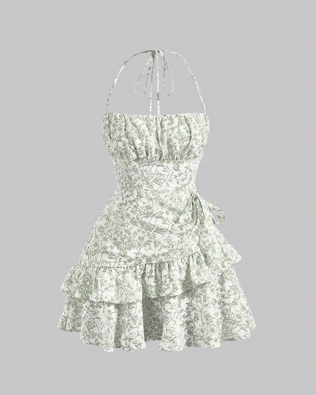 Flytonn- Sketch Vines Ruched Asymmetric Dress