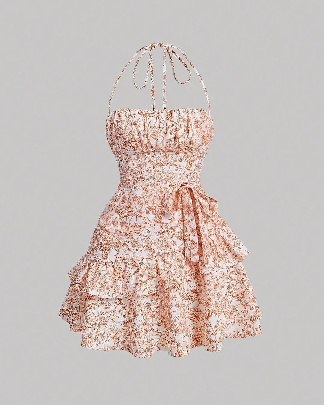 Flytonn- Sketch Vines Ruched Asymmetric Dress