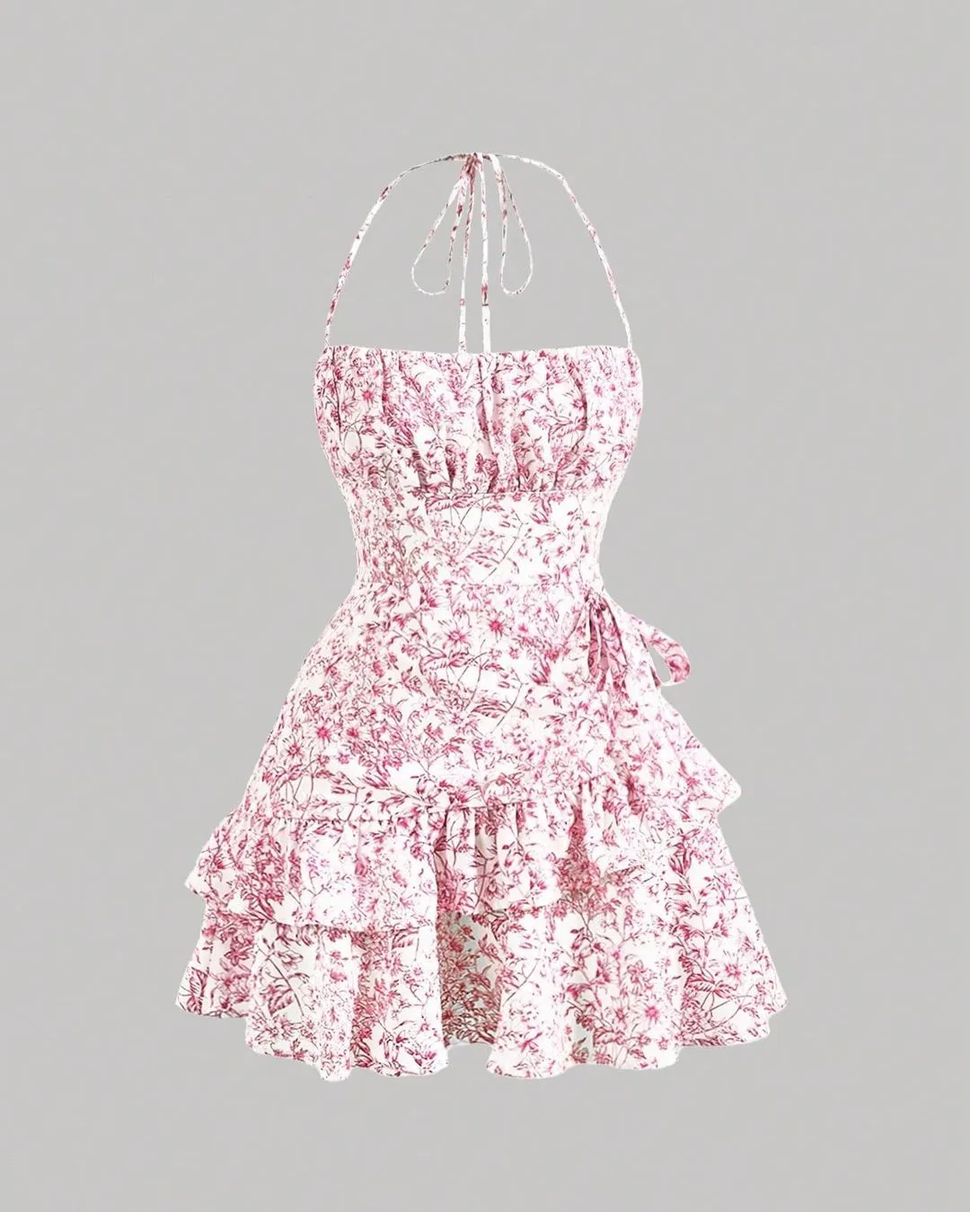 Flytonn- Sketch Vines Ruched Asymmetric Dress