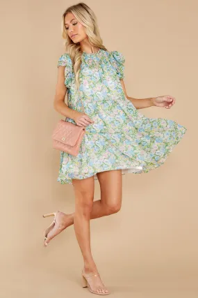 Garden Gate Blue And Green Floral Print Dress