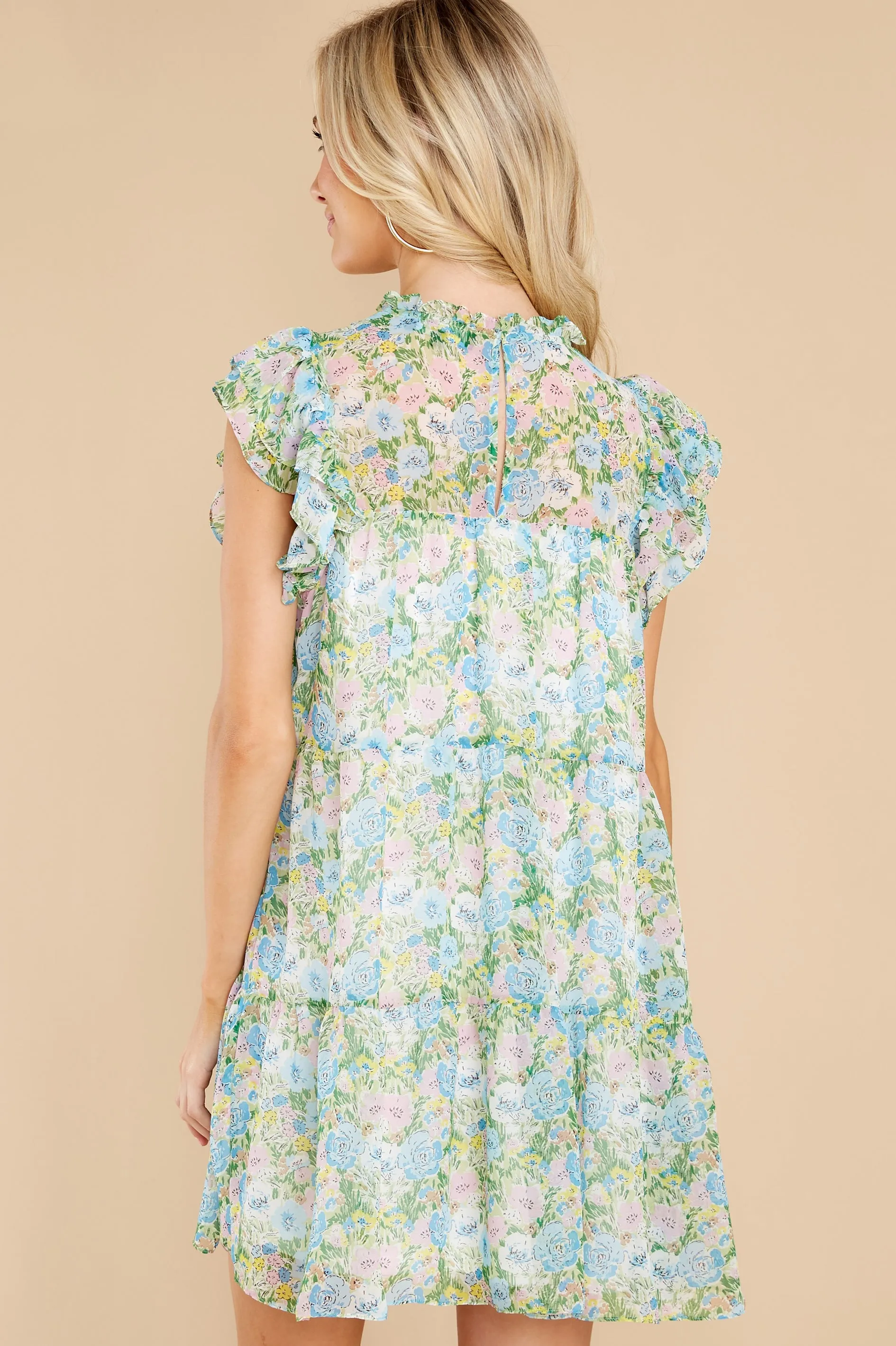 Garden Gate Blue And Green Floral Print Dress