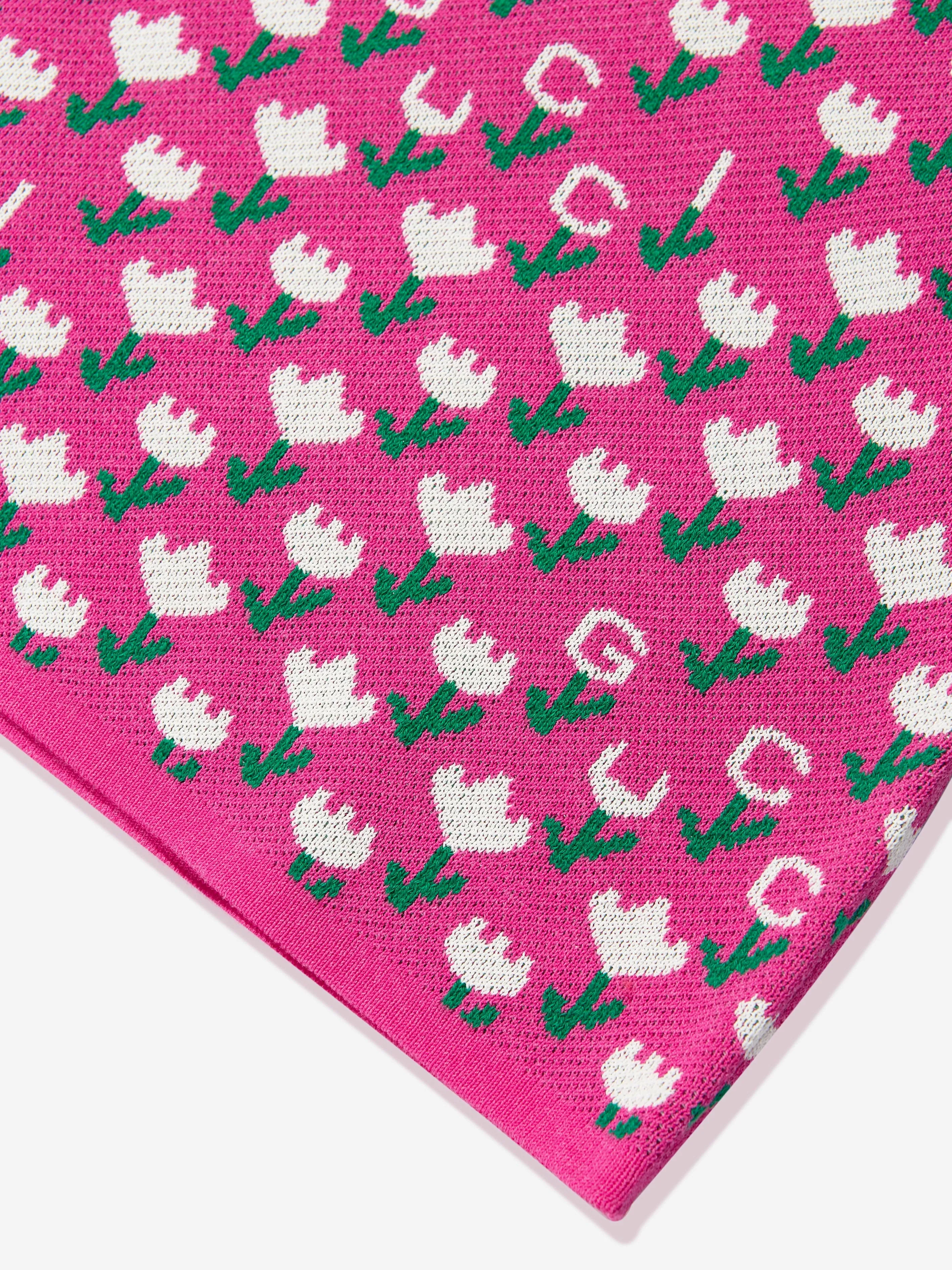 Gucci Girls Jacquard Logo Knitted Dress in Pink