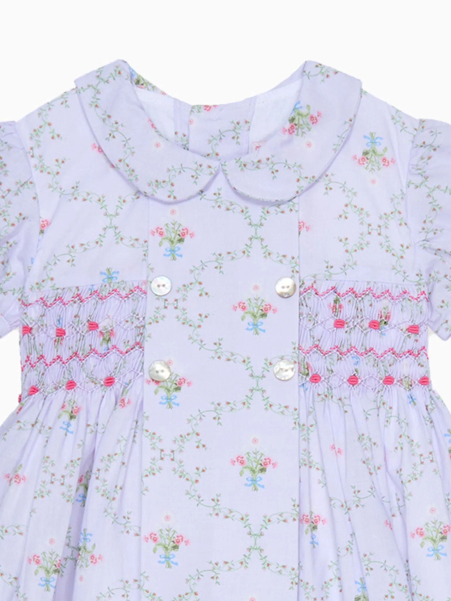 Hill House Home X La Coqueta Lilac Trellis Arcadia Girl Hand-Smocked Dress
