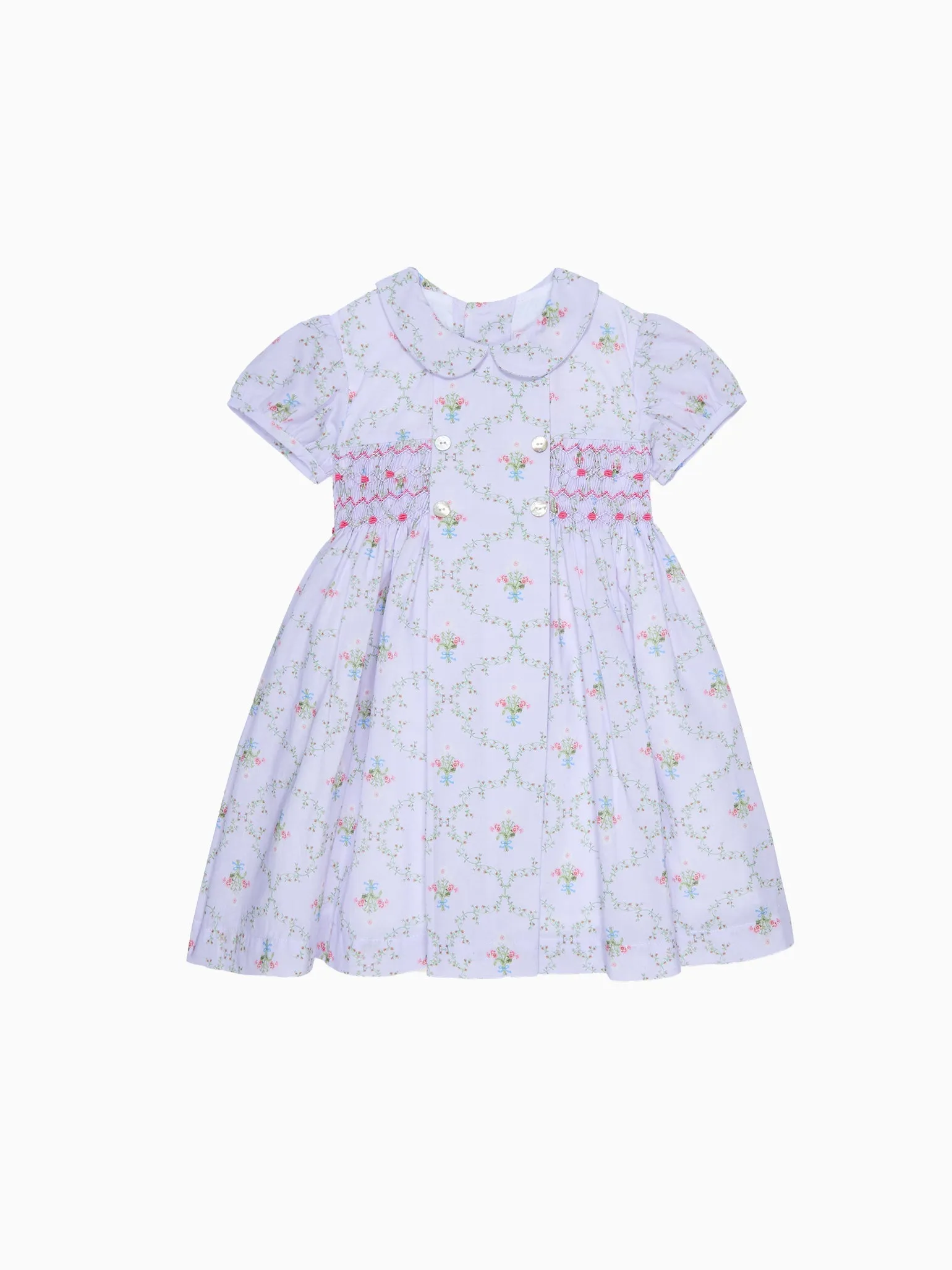 Hill House Home X La Coqueta Lilac Trellis Arcadia Girl Hand-Smocked Dress