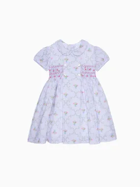 Hill House Home X La Coqueta Lilac Trellis Arcadia Girl Hand-Smocked Dress