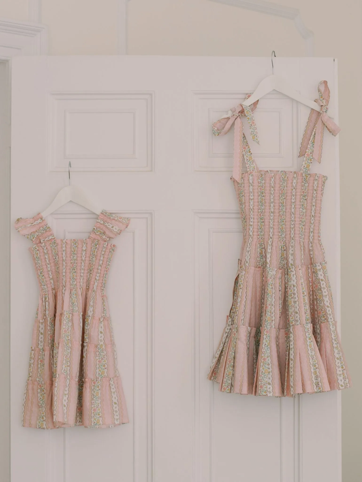 Hill House Home X La Coqueta Pink Floral Stripe Tiny Ellie Nap Dress