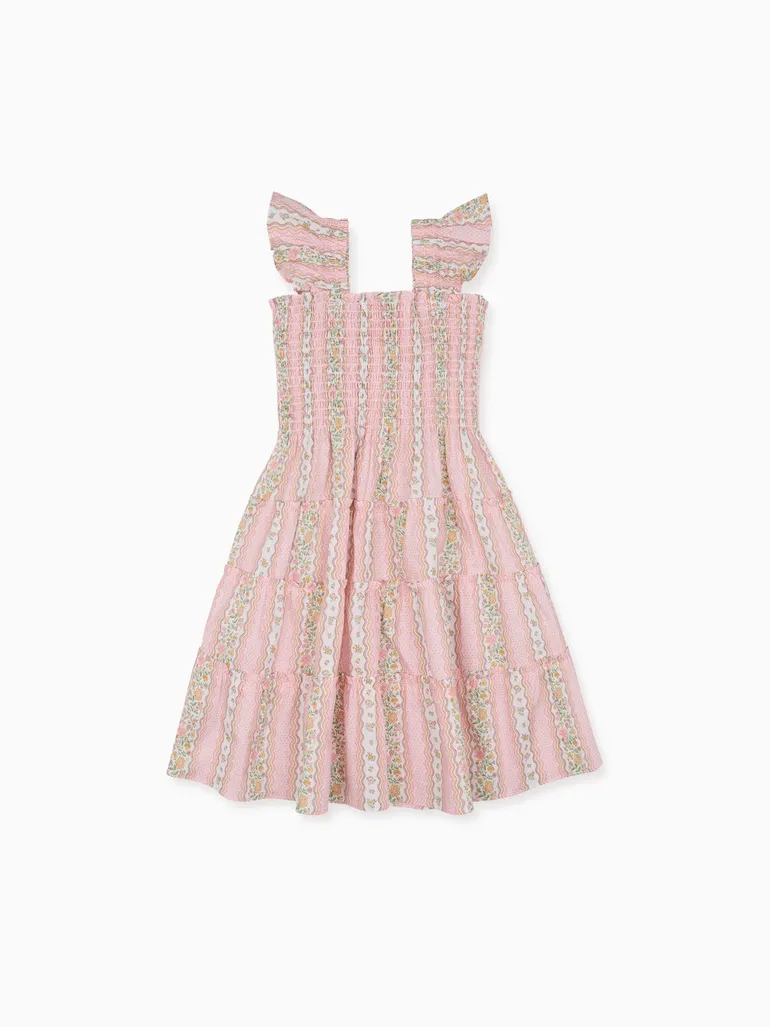 Hill House Home X La Coqueta Pink Floral Stripe Tiny Ellie Nap Dress