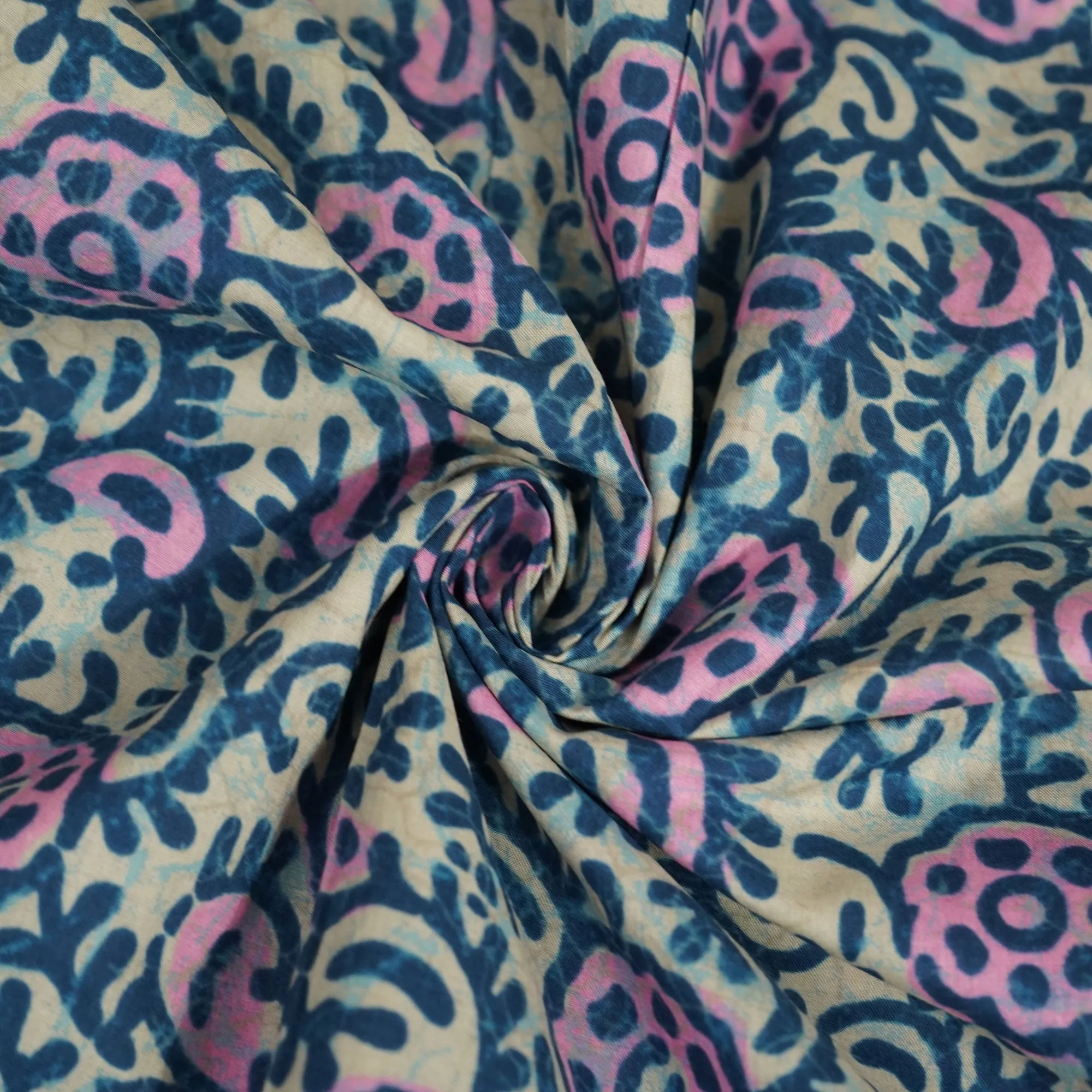 Indigo Dabu Print Cotton Fabric MFL-23721