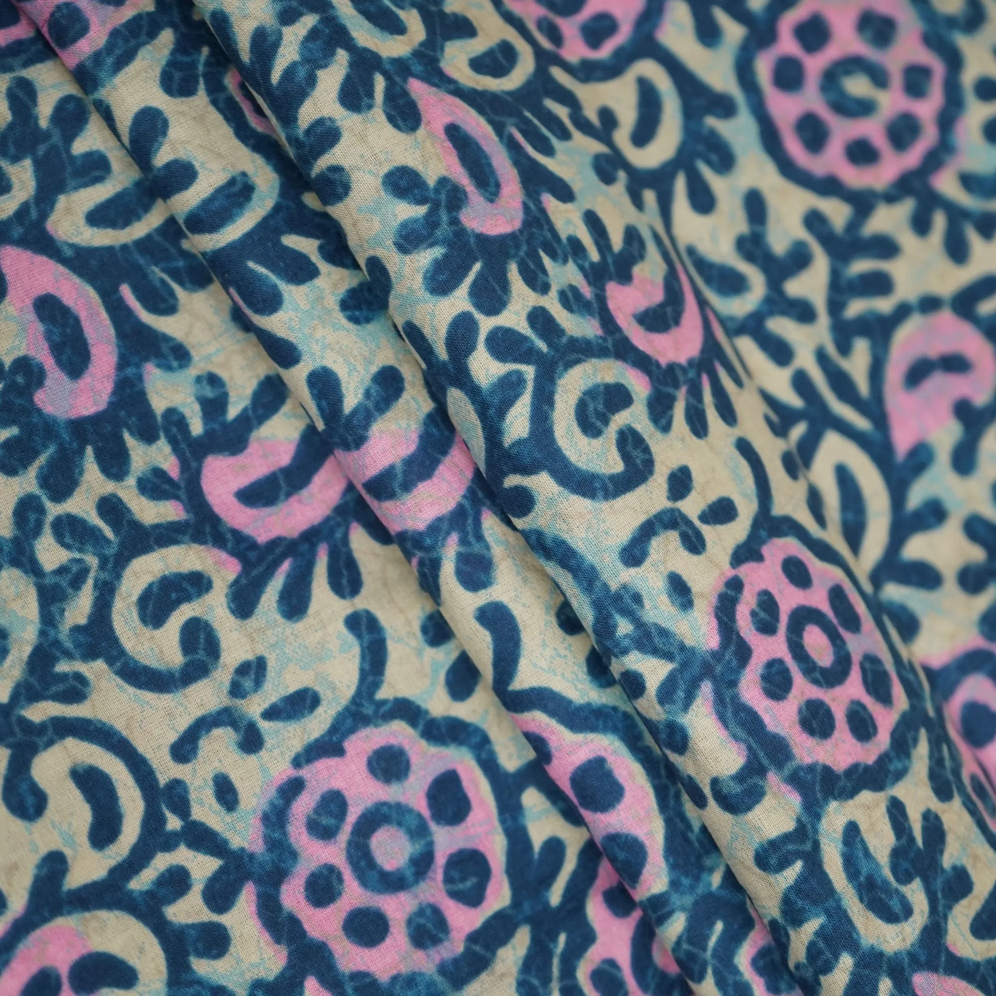Indigo Dabu Print Cotton Fabric MFL-23721