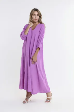 Jo 3/4 Sleeve V-Neck Long Linen Dress (DQ130)