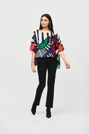 Joseph Ribkoff Women's Abstract Print Georgette Poncho Top