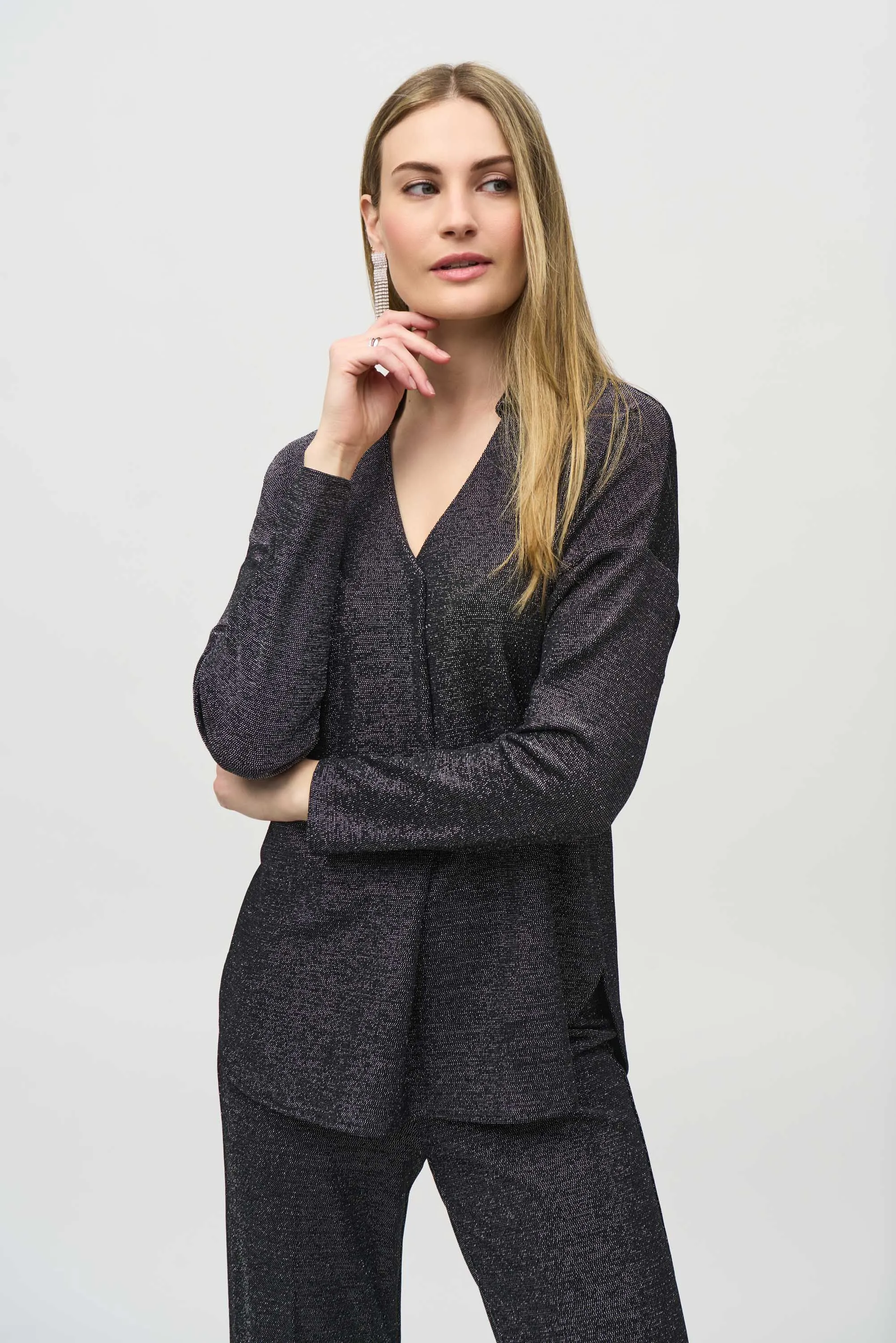 Joseph Ribkoff Women's Lurex Knit Straight Top