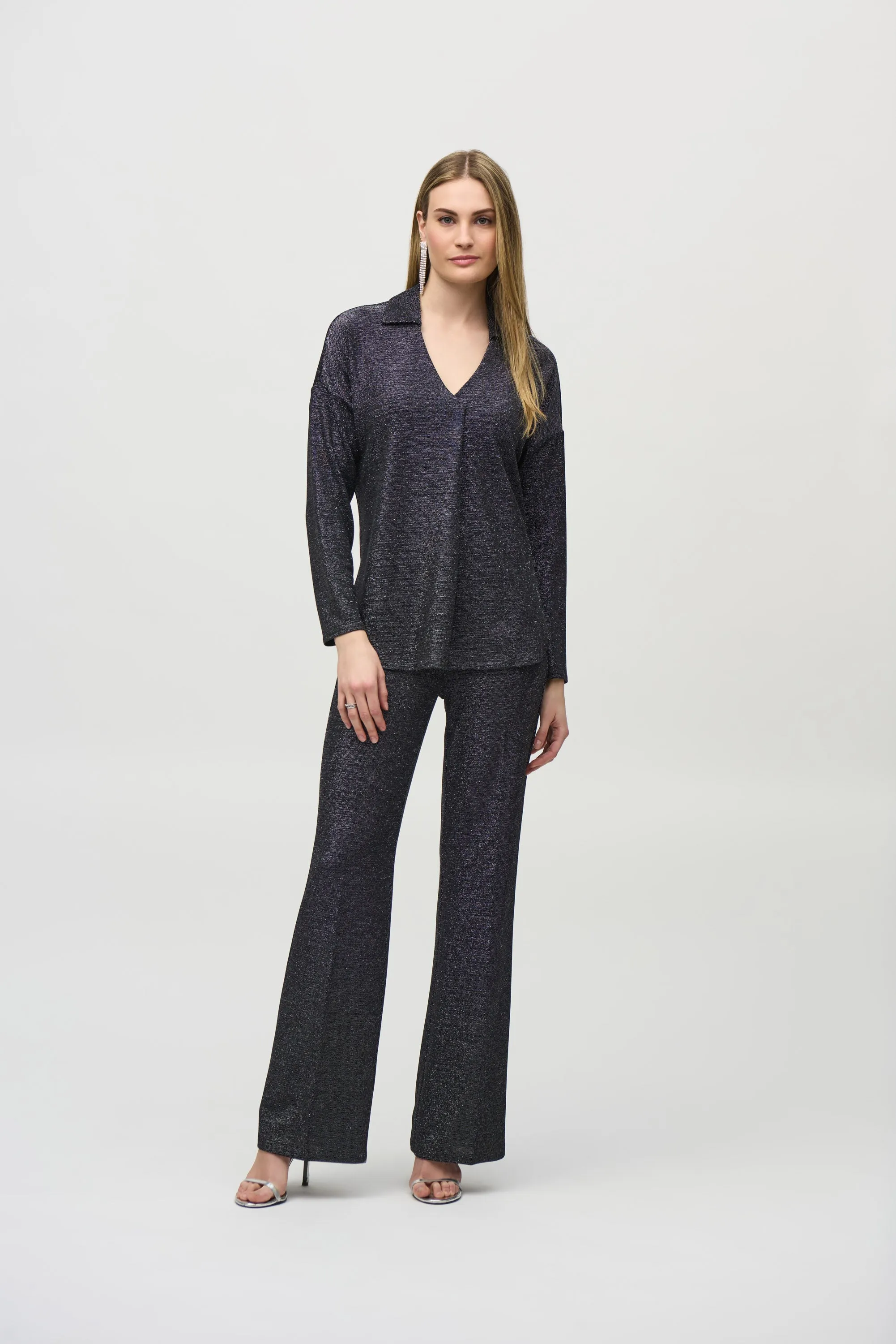 Joseph Ribkoff Women's Lurex Knit Straight Top