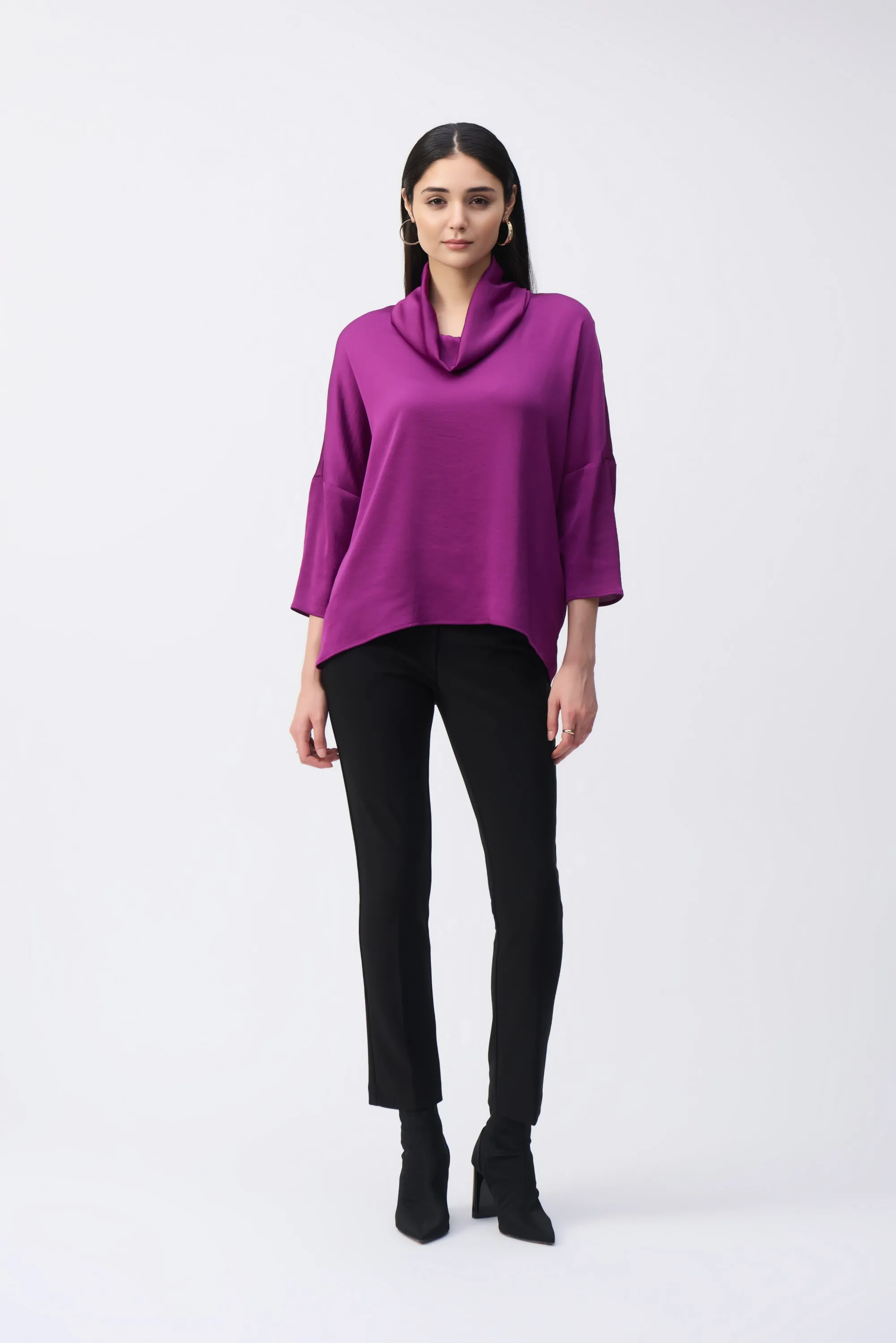 Joseph Ribkoff Women's Satin Cowl Collar Top