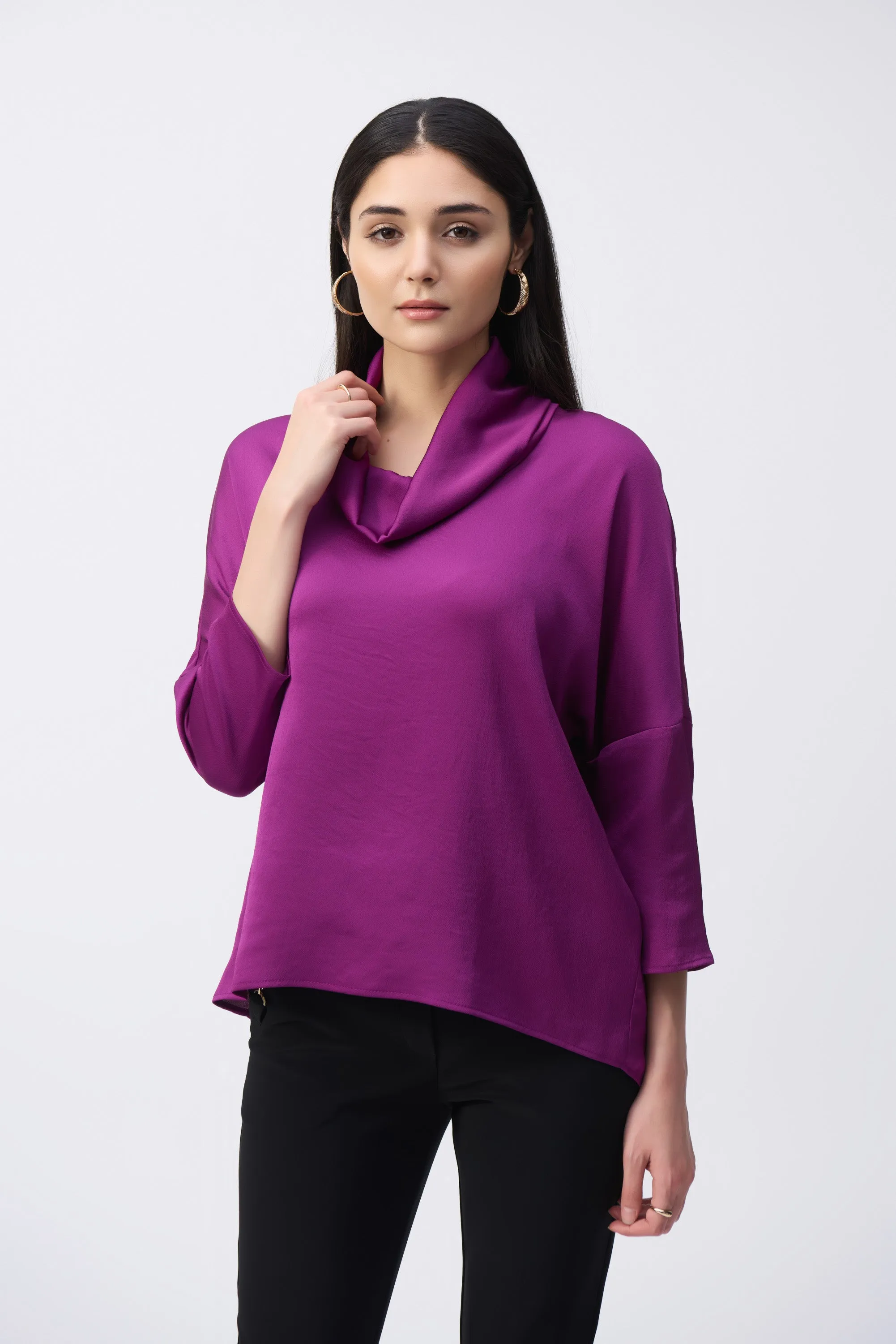 Joseph Ribkoff Women's Satin Cowl Collar Top