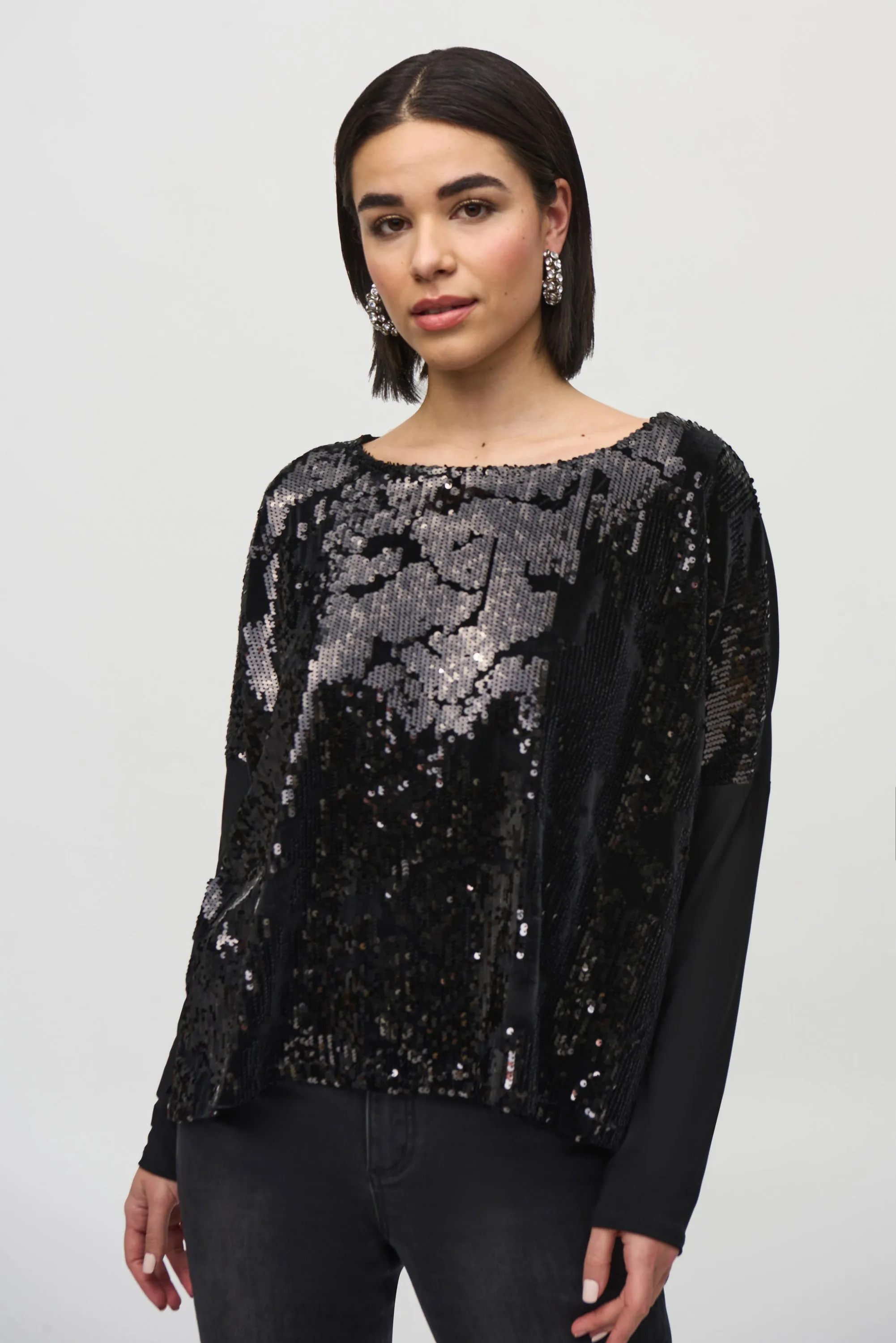 Joseph Ribkoff Women's Sequined Velvet Boxy Top