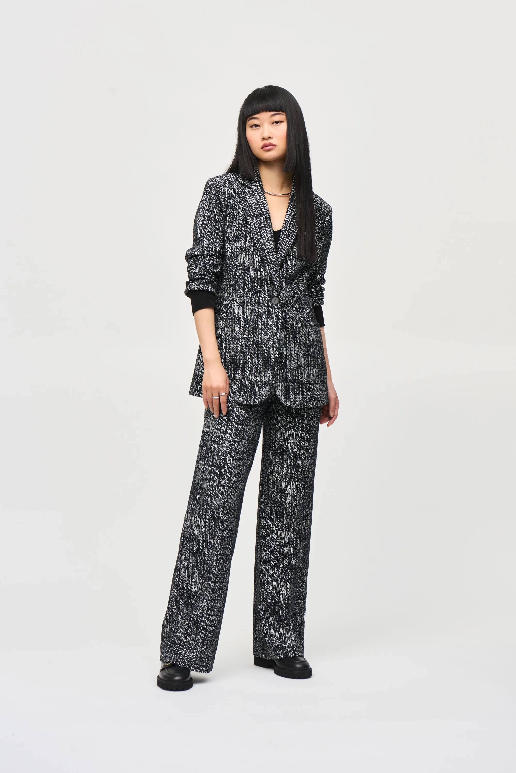 Joseph Ribkoff Women's Tweed Knit Wide-Leg Pull-On Pants