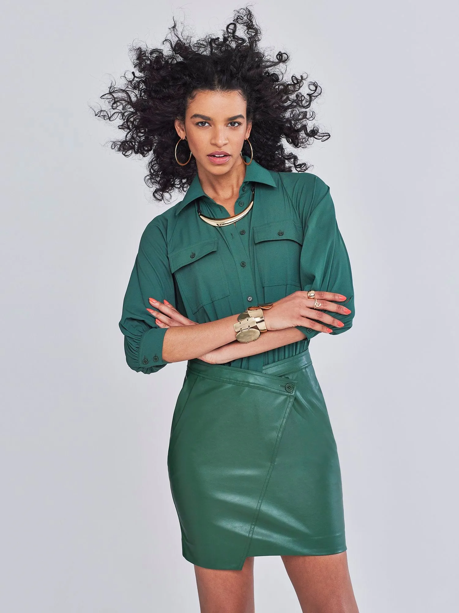 Kondra Faux-Leather Shirtdress