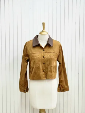 leather type short jacket with buttons