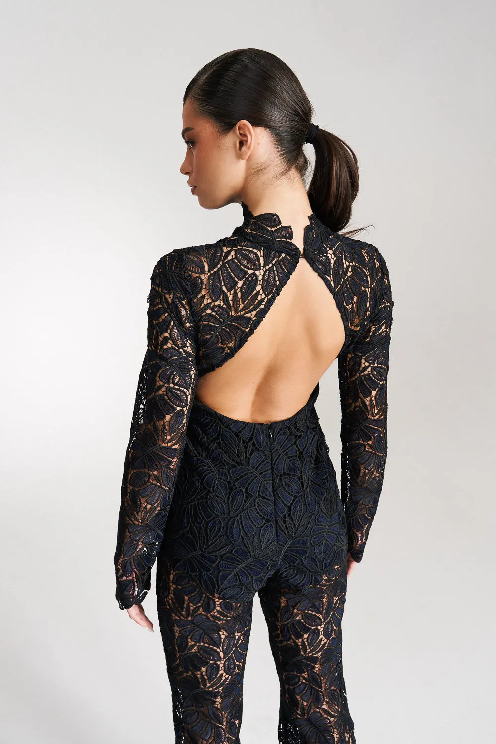 ‘Lillian’ Navy Full Length Lace Jumpsuit