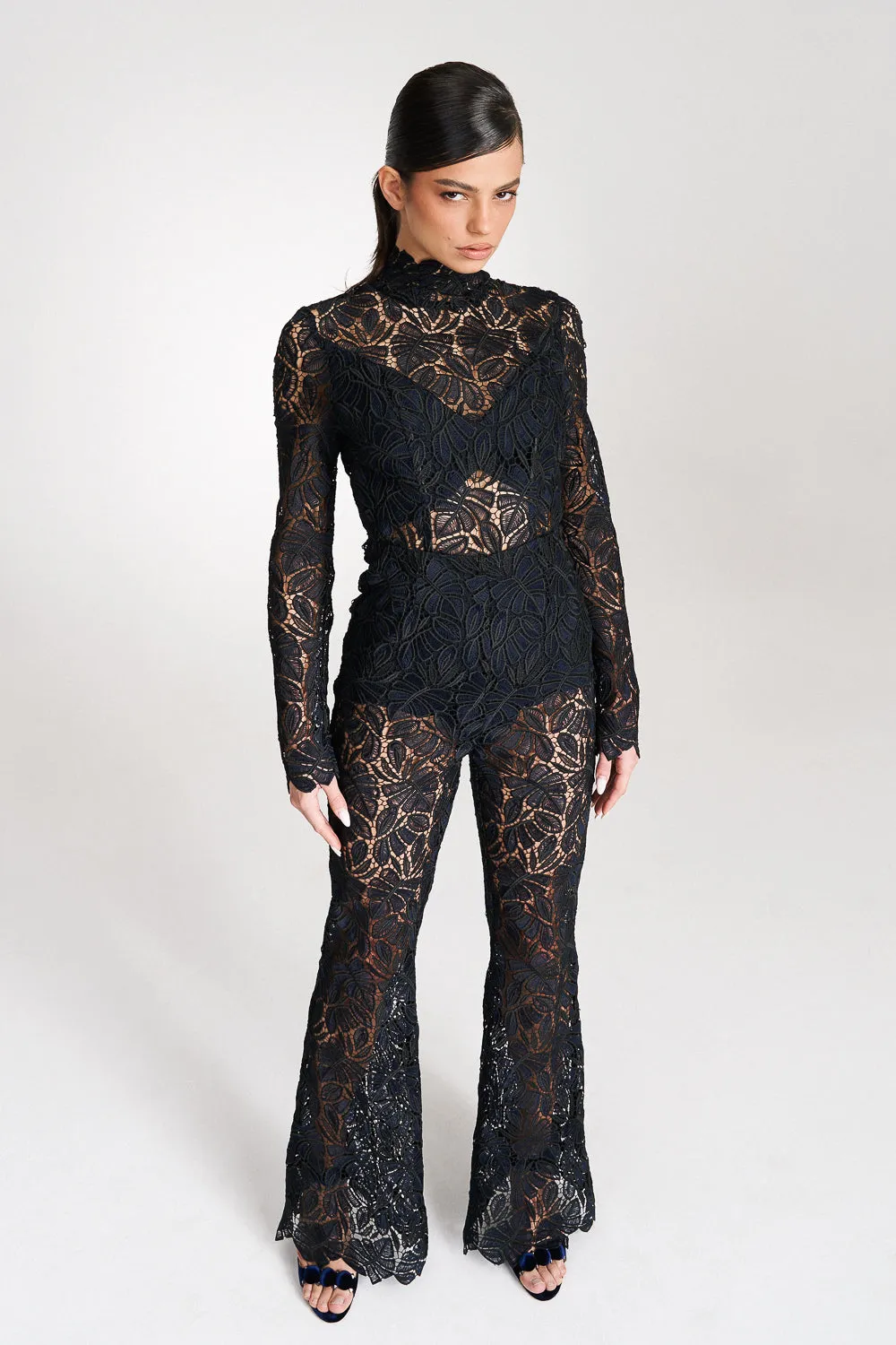 ‘Lillian’ Navy Full Length Lace Jumpsuit