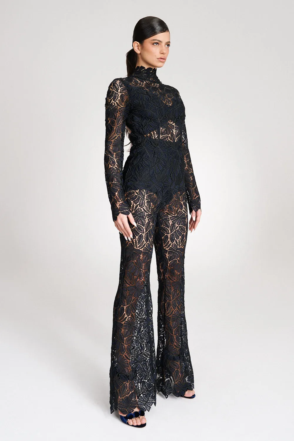 ‘Lillian’ Navy Full Length Lace Jumpsuit