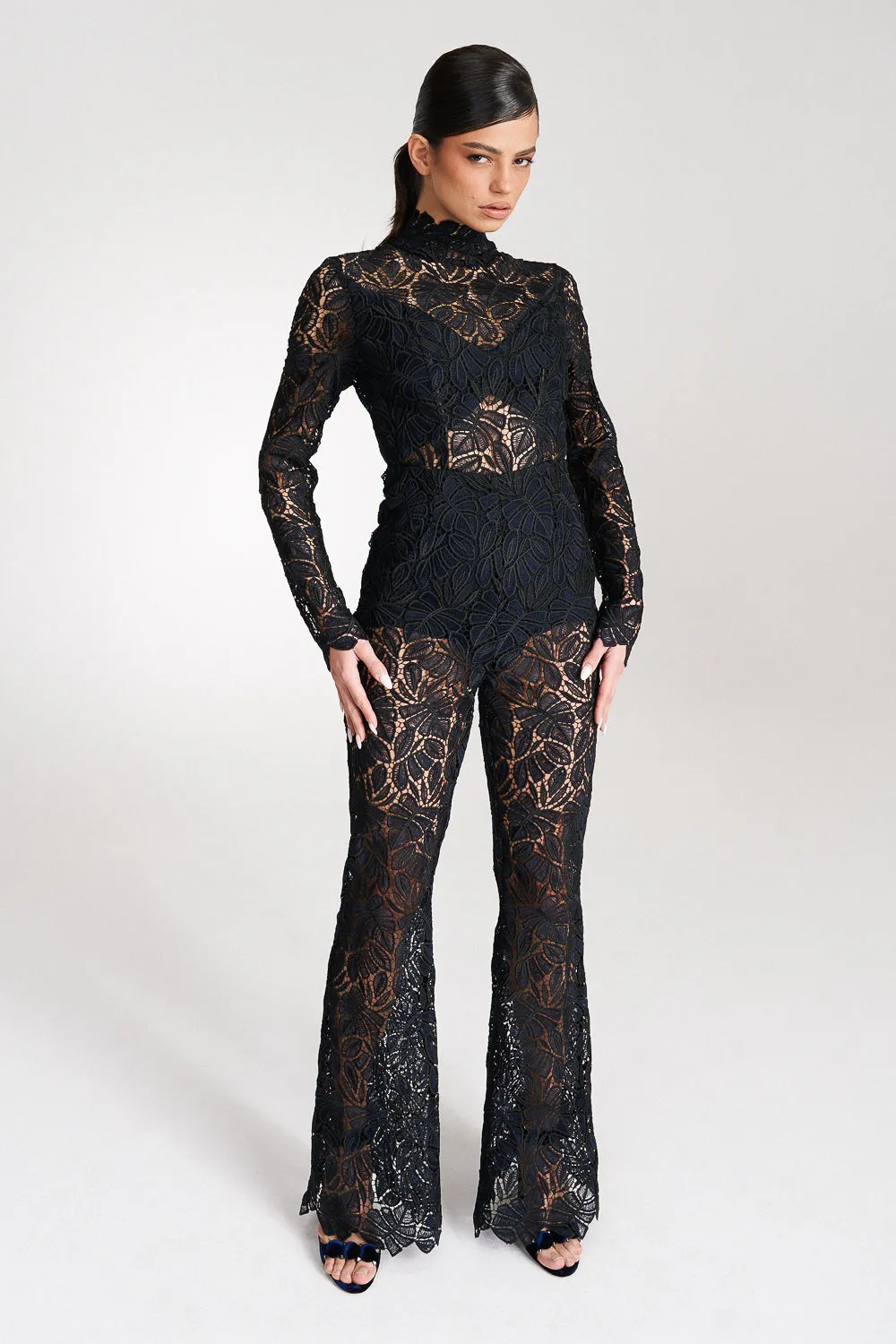 ‘Lillian’ Navy Full Length Lace Jumpsuit