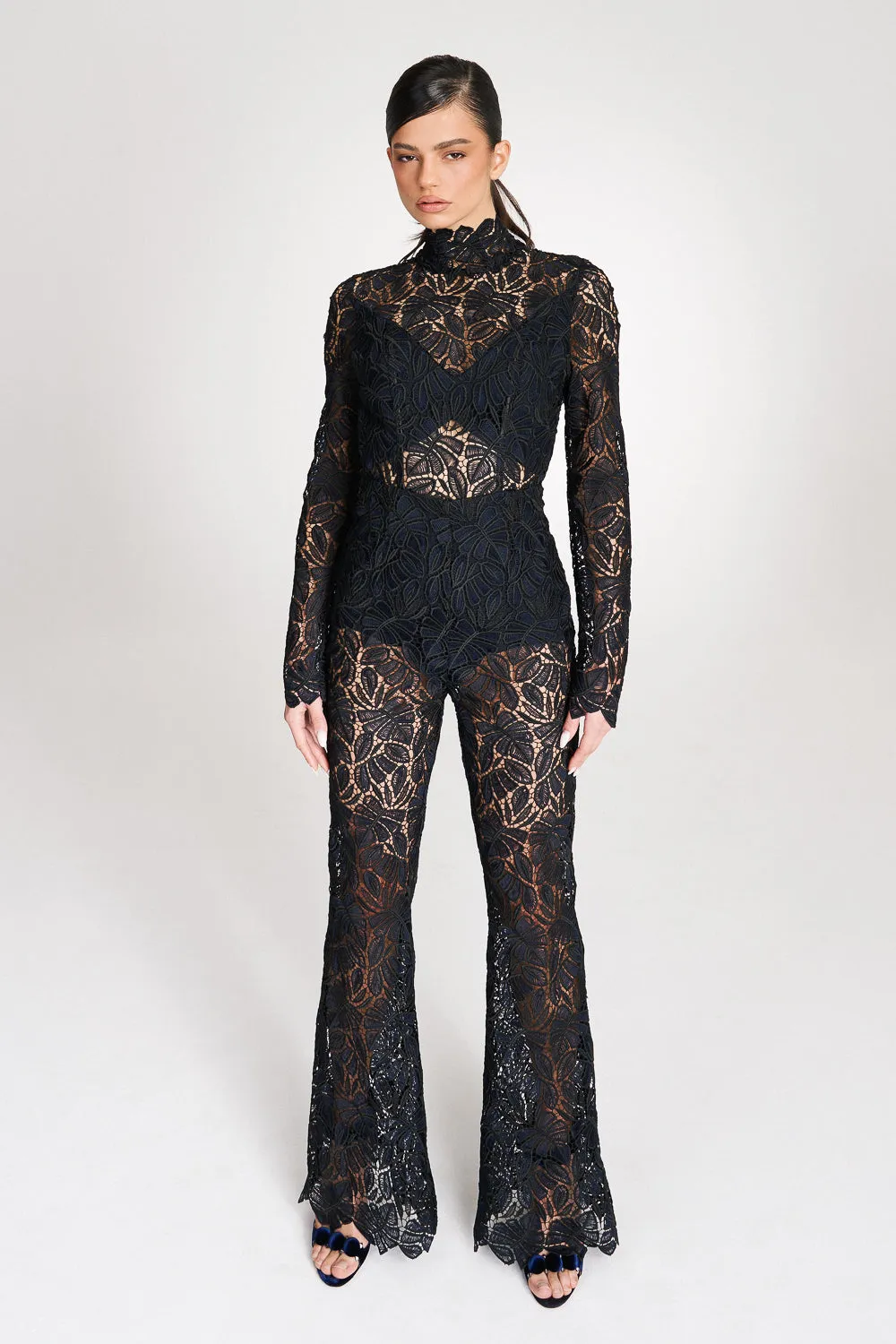 ‘Lillian’ Navy Full Length Lace Jumpsuit