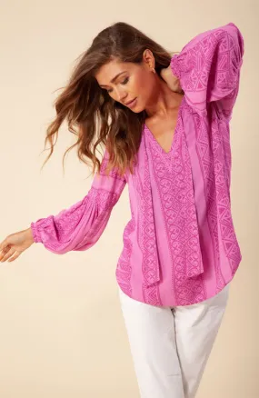 Long Sleeve Top in Violet Print