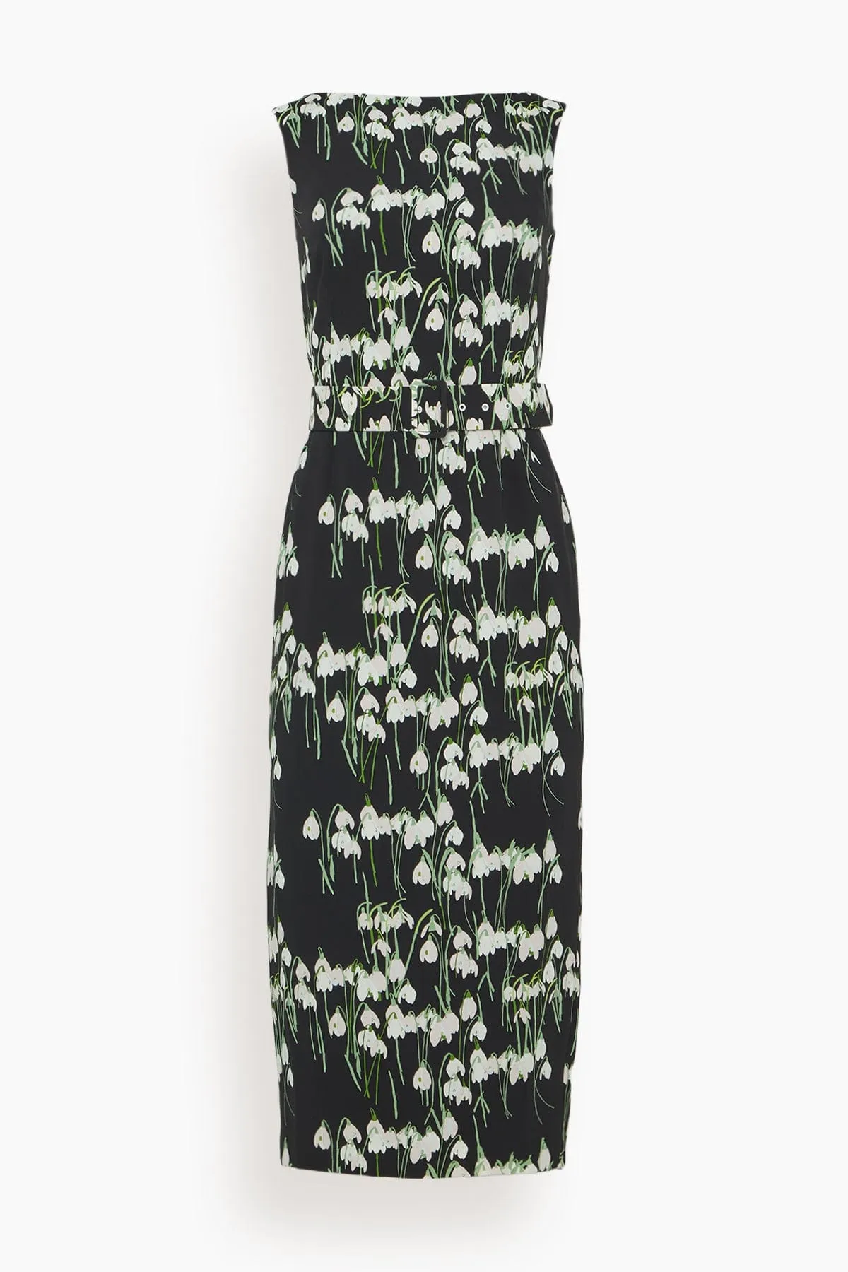 Lucille Midi Dress in Snowdrop Black