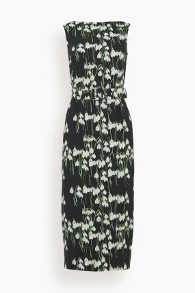 Lucille Midi Dress in Snowdrop Black