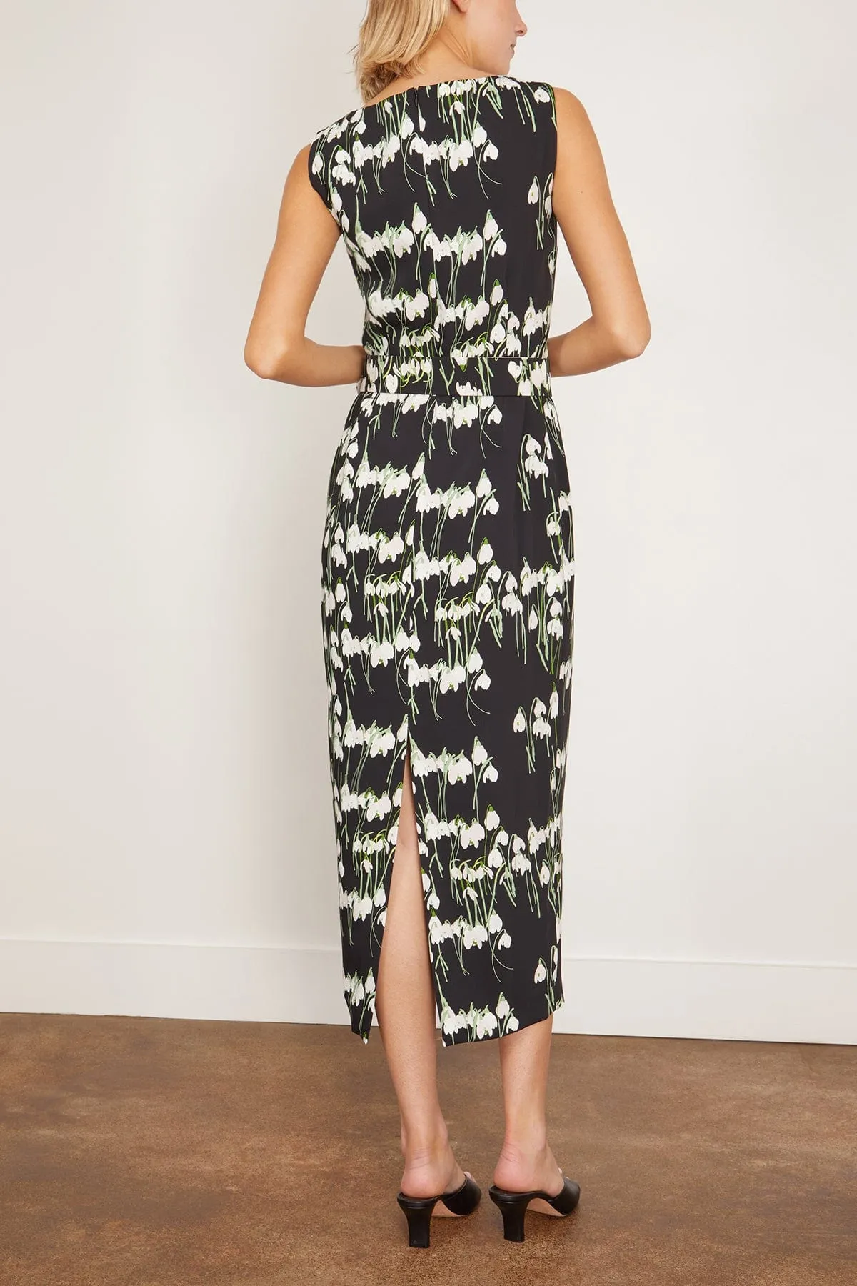 Lucille Midi Dress in Snowdrop Black