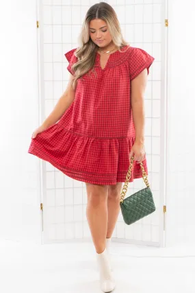 Lucky Stars Red Gingham Babydoll Mini Dress