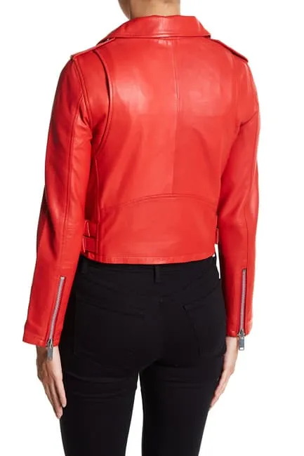 Lusi Red Leather Jacket for Women Lambskin Biker