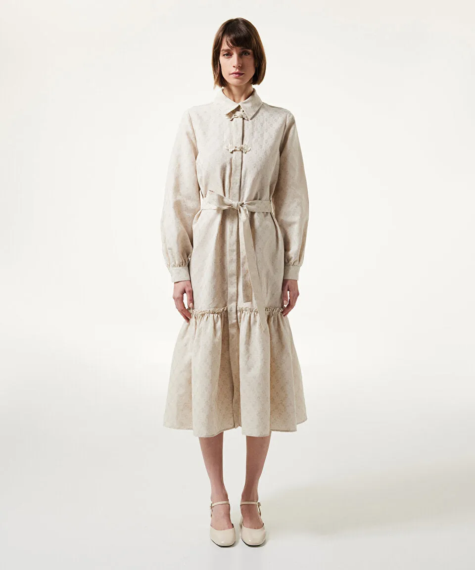 Machka Linen Blend Shirt Dress Beige